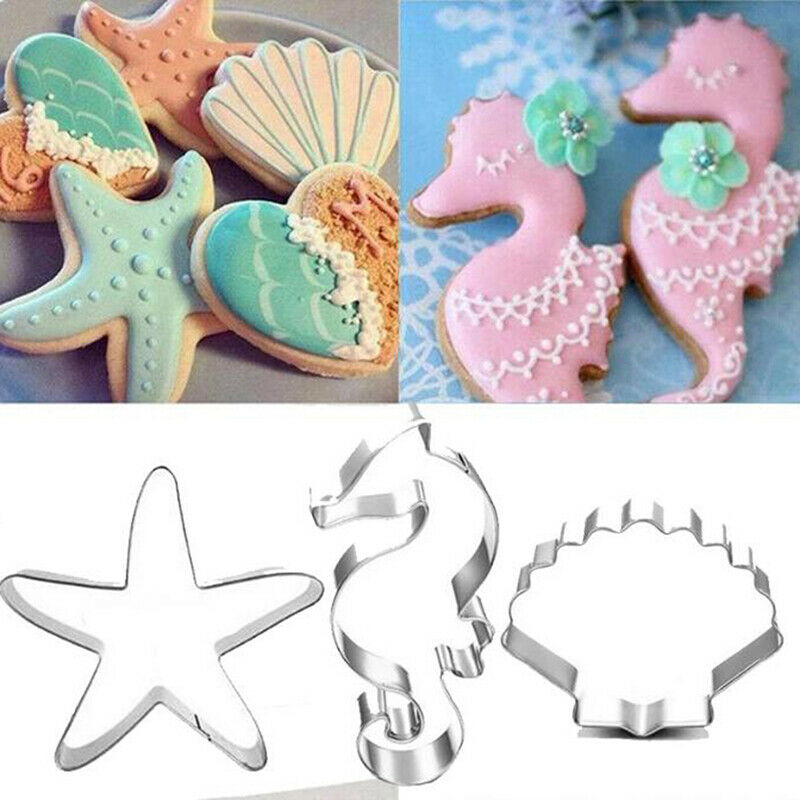 3Pcs Seahorse Starfish Seashells Cookie Cutter Mold DIY Biscuit Mold Baki.l8