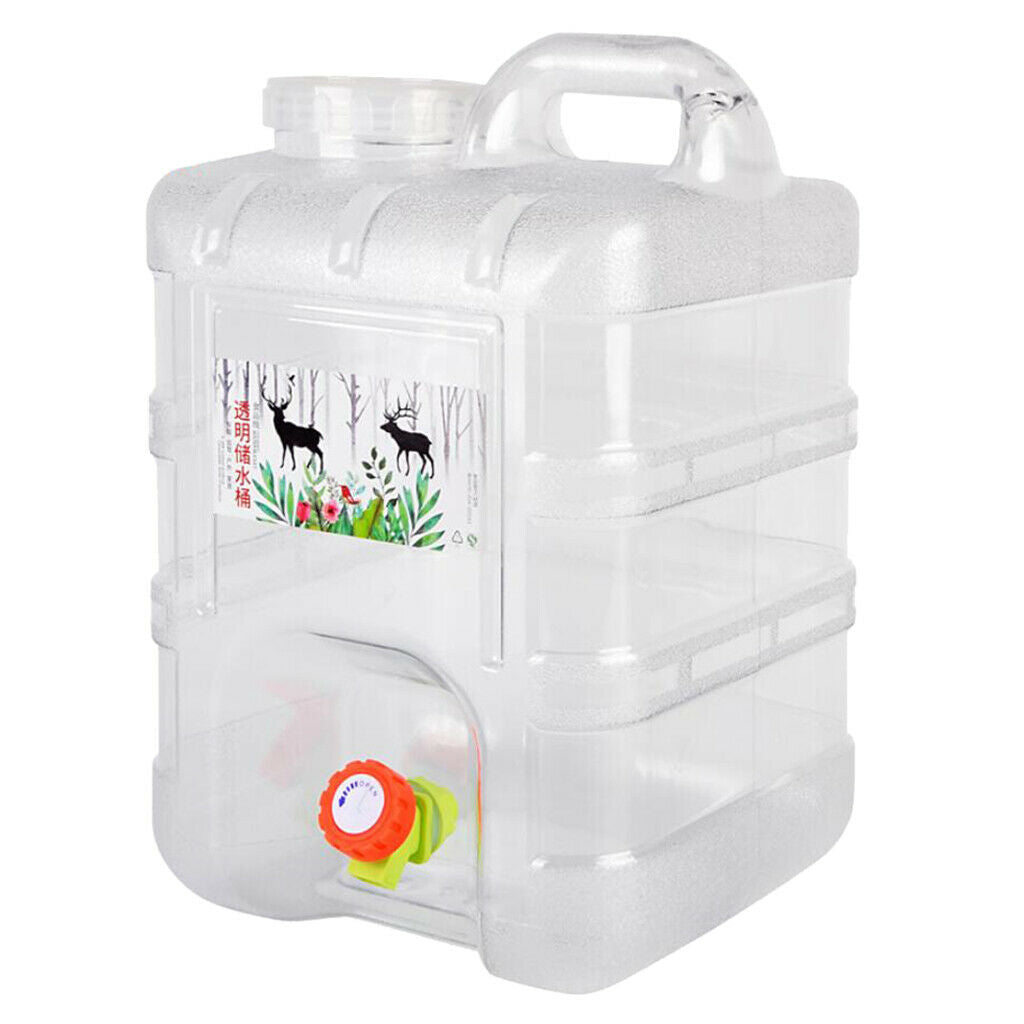 15L Outdoor Camping Car Water Carrier Container w/ Water-tap & 10cm Opening