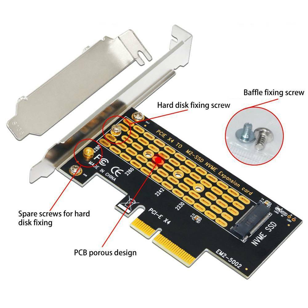 M.2 NGFF M-Key to Desktop PCIe x4 NVMe SSD Adapter Card 2242 2280 PCB Design!