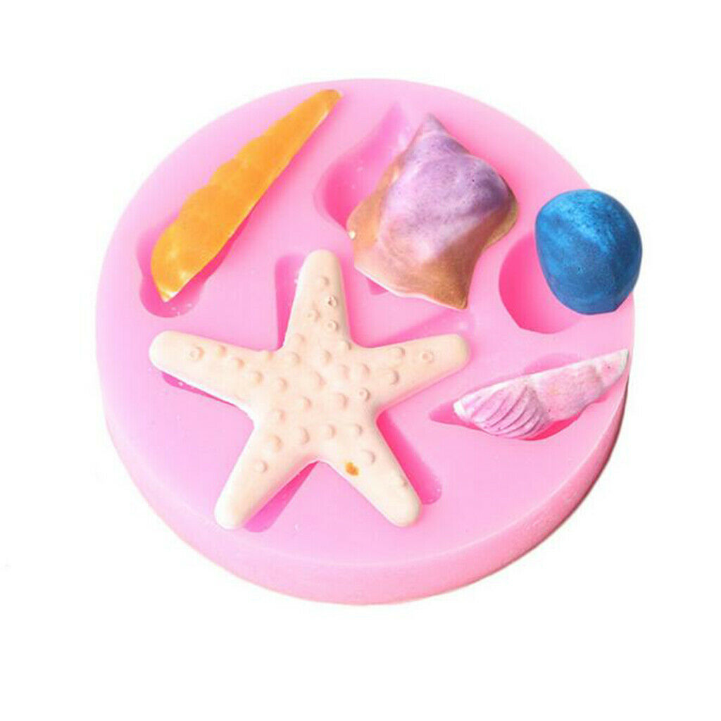Silicone Shells Conch Starfish Mold Jelly Candy Mould Pink Fondant Cake Mold