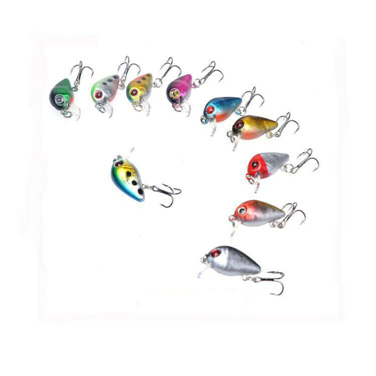 10Pcs Fishing Lures Lots Of Mini Minnow Fish Bass Tackle Hooks Baits Crankbaits