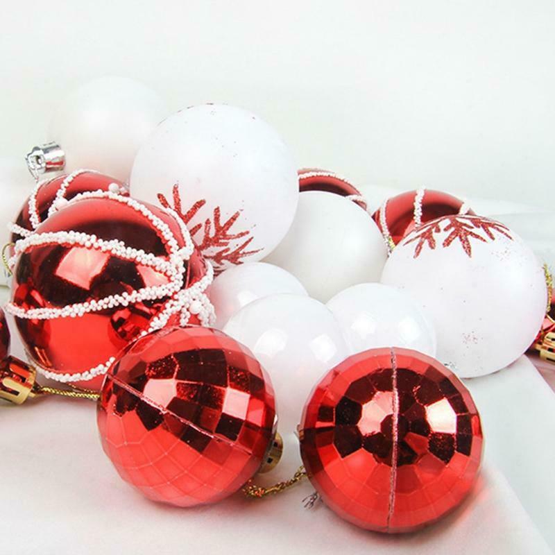 28Pcs Christmas Tree Ornaments Shatterproof Ball Baubles House Snowflake Pendant