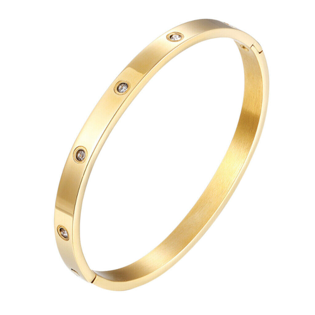 Trendy Polished Bracelet Bangles Crystal Slip-On Hinge Cuff Bracelet Women