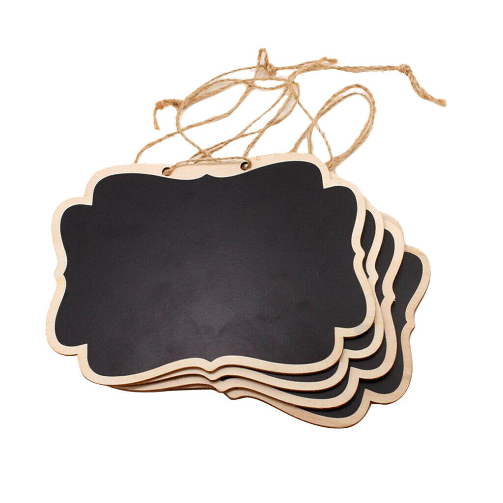 4 Pieces Wooden Mini Hanging Blackboard Wedding Party Message Memo 16x12cm