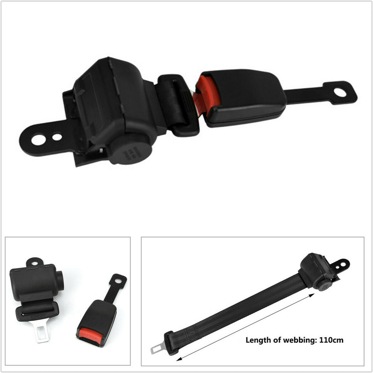 Semi-closed Two-point Seat Belt Car Safety Belt Buckles Nylon Straps Retractable