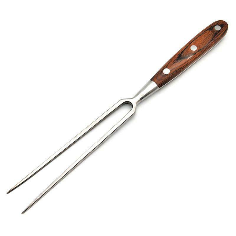 Portable Outdoor Barbecue Tool Wooden Handle Barbecue Fork Food Fork Meat Fork