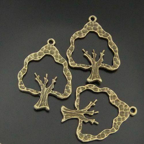 30-pack Antiqued Bronze Hollowed Tree Pendant Charm Alloy Jewelry Craft 27x21mm
