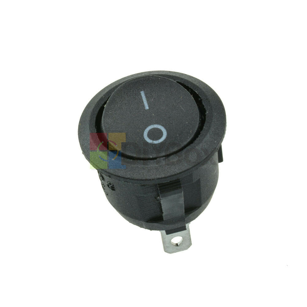 20Pcs Mini Black Round 3-Pin SPDT ON-OFF Rocker Switch Snap-in 6A 250V/10A 125V