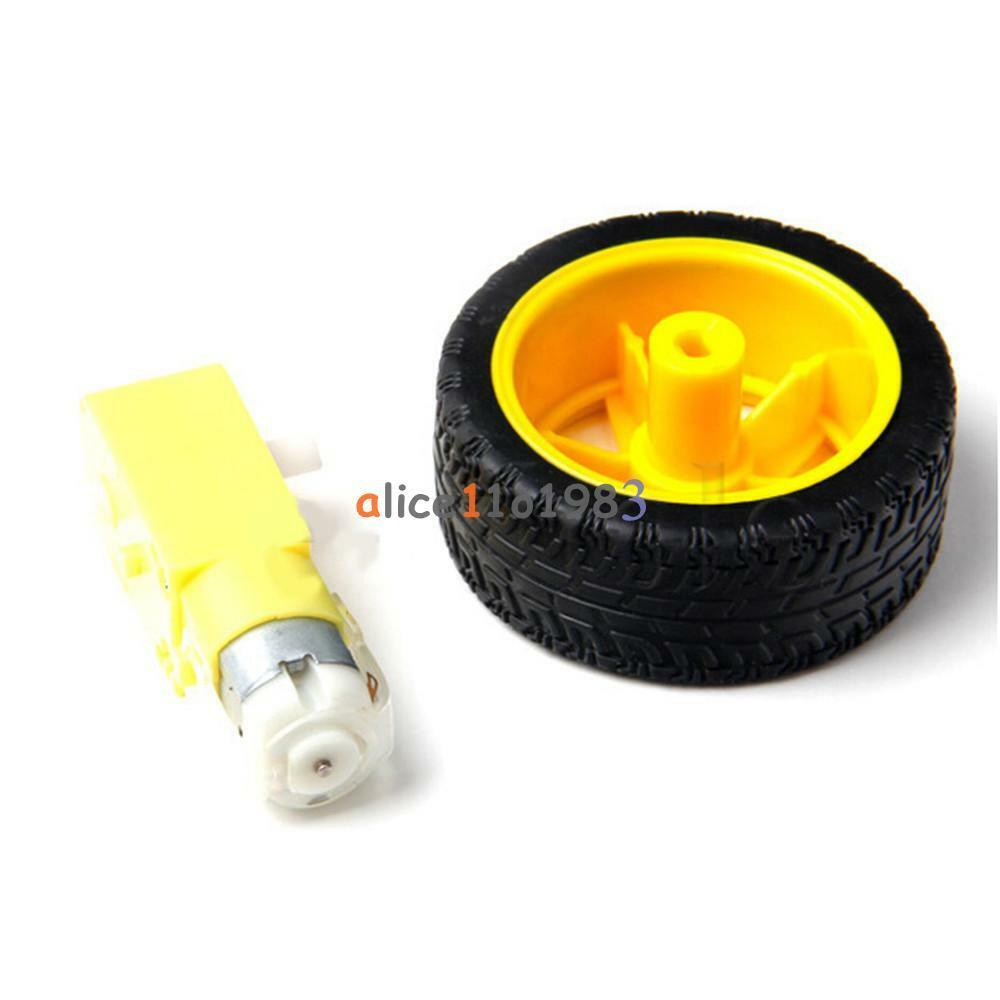 4PCS arduino smart Car Robot Plastic Tire Wheel with DC 3-6v 3v 5v 6v Gear Motor
