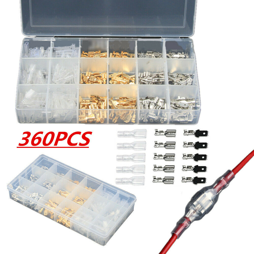 360PCS Motorcycle Scooter Bullet Male & Female Cable Wire Connector Terminal Box