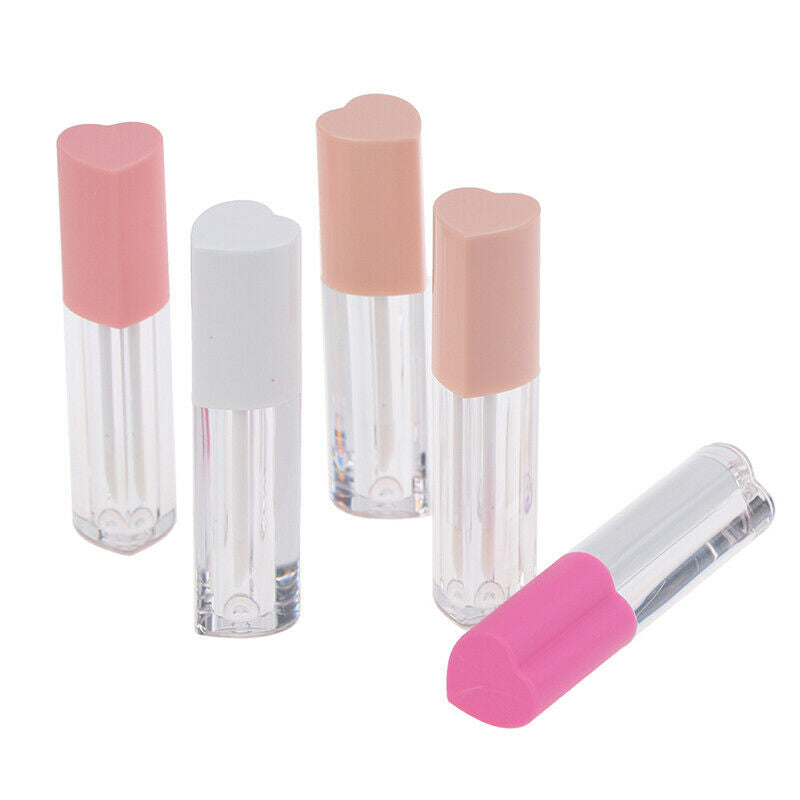 5Pcs Empty Heart-shaped Cosmetic Lip Gloss Balm Container Travel Lipstick T TL