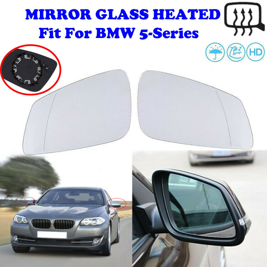 Pair Side Rearview Mirror Glass Heated Fit BMW 5/6/7-Series E60 E61 F+ 2007-2017
