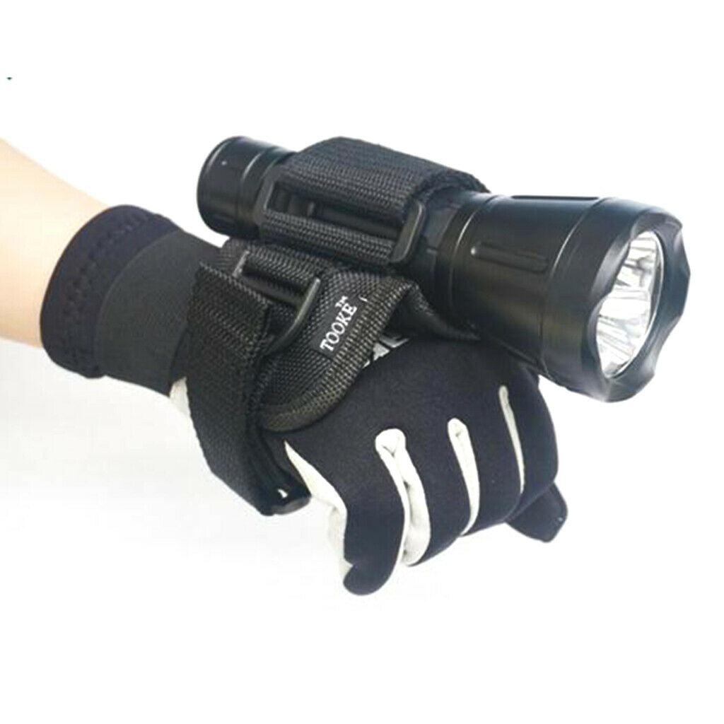 Durable Nylon Black Diving Flashlight Holder Glove Universal Wristband