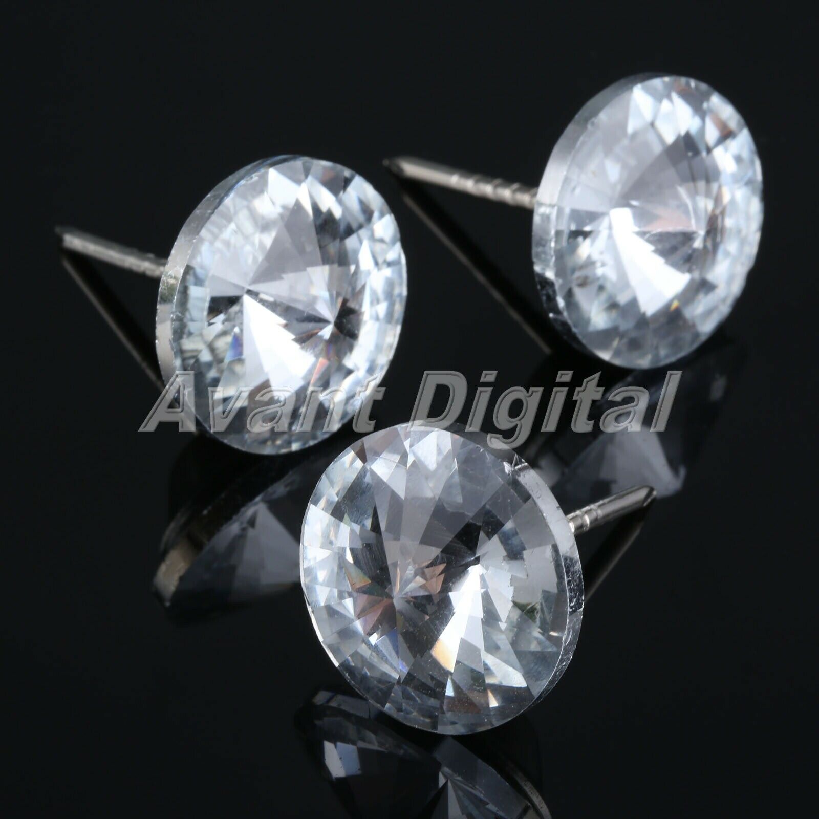 10Pcs 0.87" Diamond Crystal Clear Upholstery Nails Tacks Studs Sofa Decoration