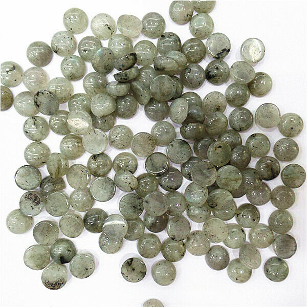 100Pcs 8mm Wholesale Natural Gray Labradorite Round Cab Cabochon HH7053