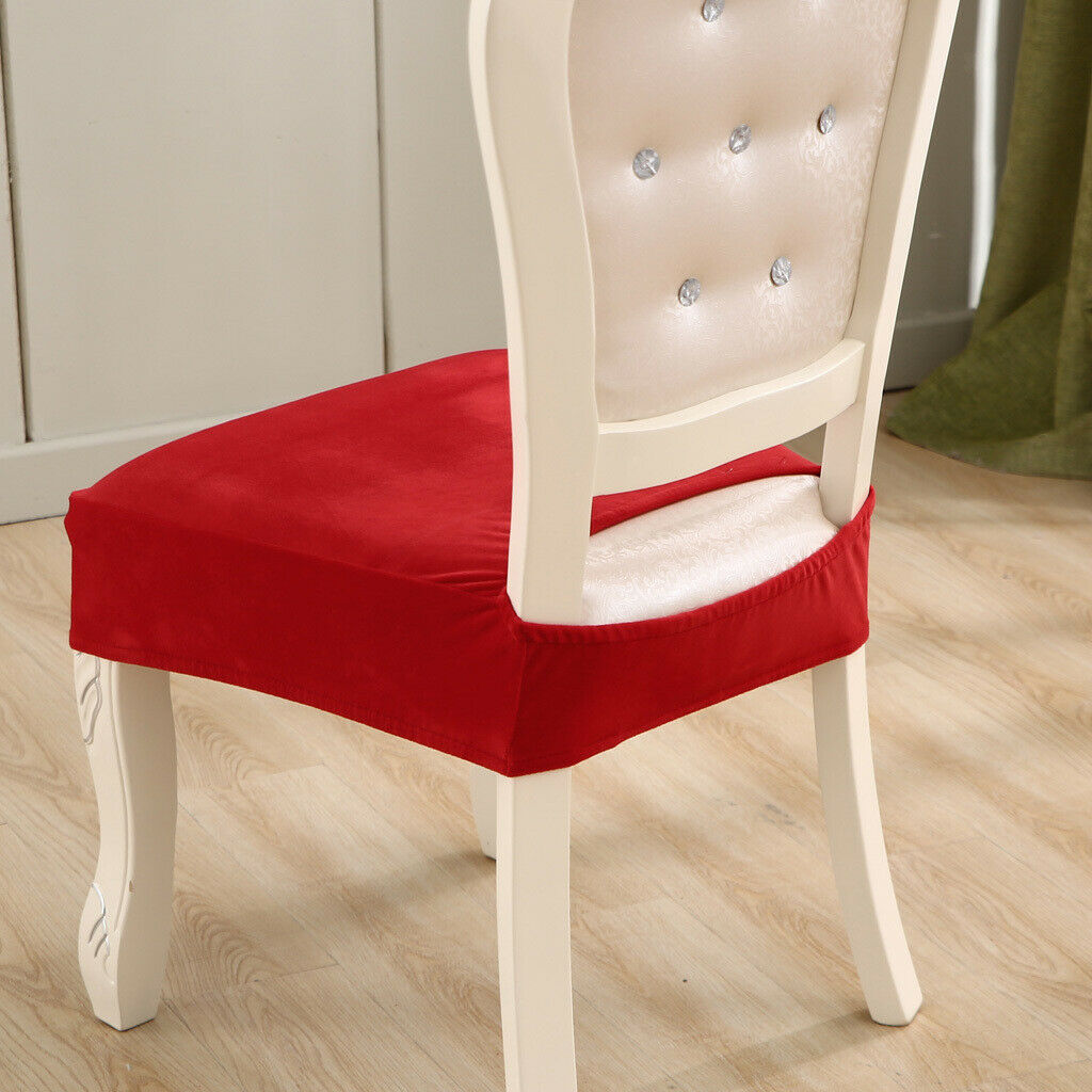 Velvet Polyester Stretch Wedding Banquet Dining Chair Seat Cover  Red