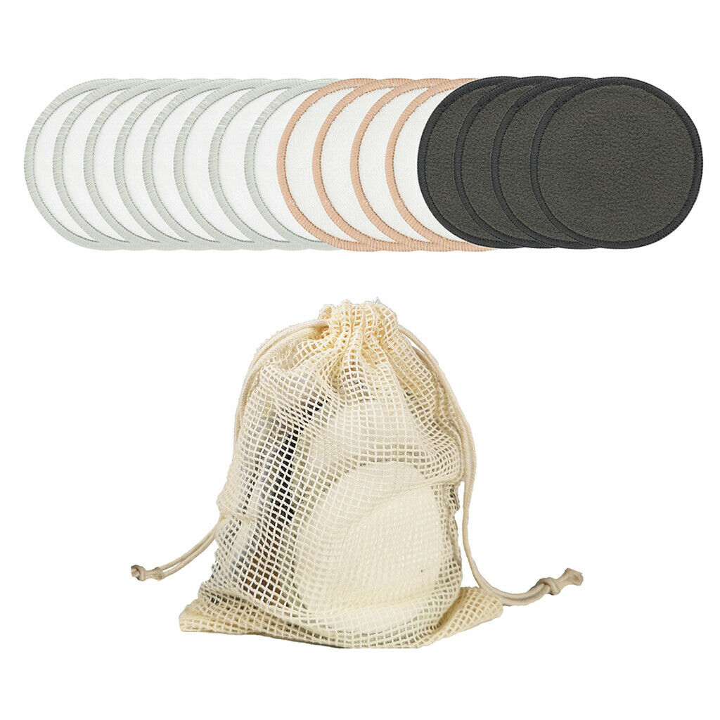 16Pc Cotton Reusable Make Up Remover Pad Facial Cleanser Pad Set Washable 02