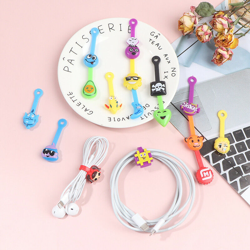 10Pc Cable Winder Winder Earphone Clip Charger Organizer DIY Strap Cartoo.l8