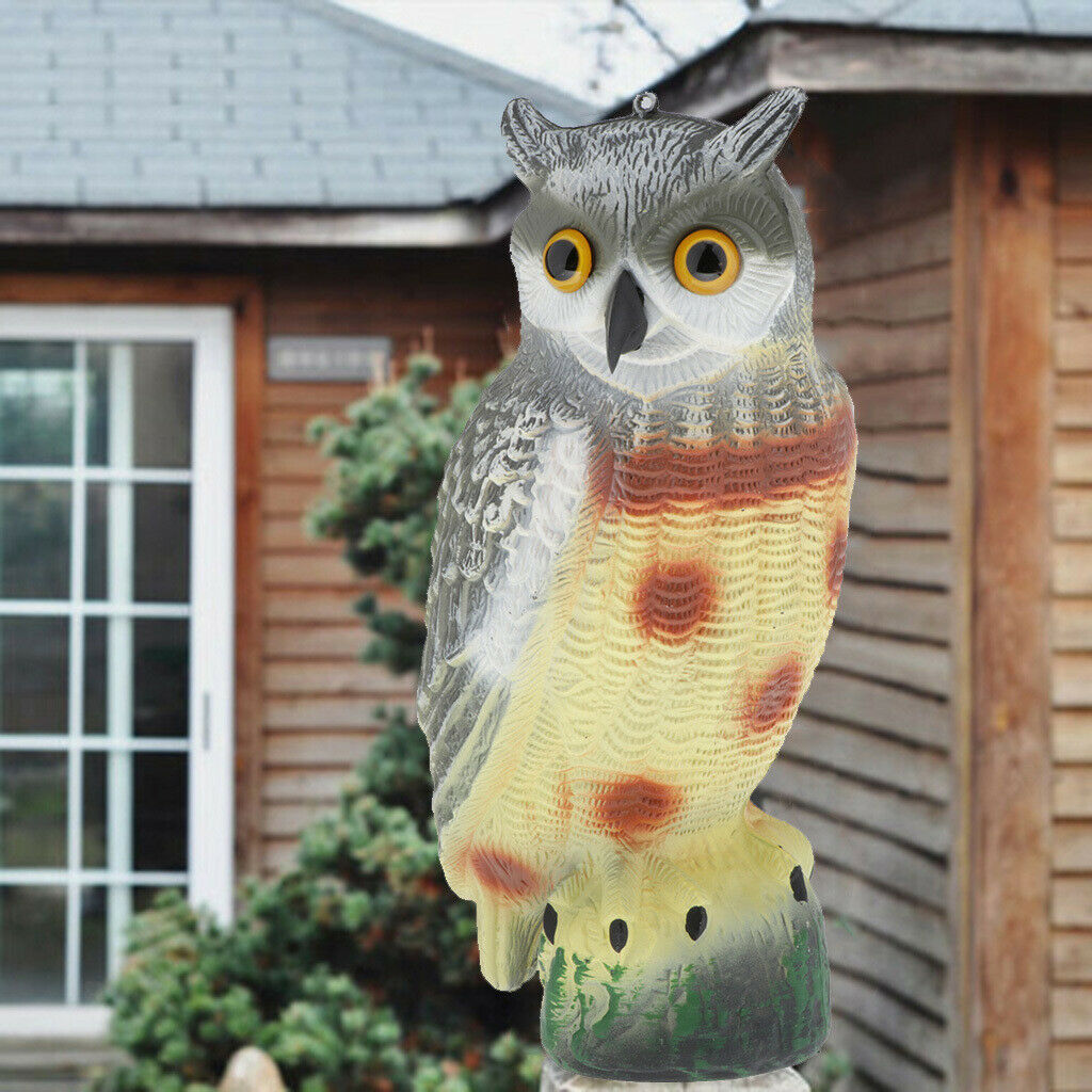 Plastic Owl Decoy Weed Pest Control Bird Scarer Garden Repeller Scarecrow D