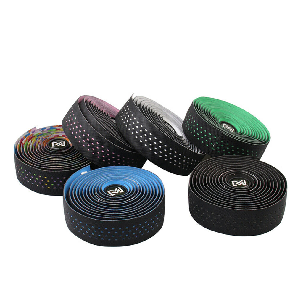 1 Pair Bicycle Handlebar Tape PU Leather Breathable Handle Bar Wrap White