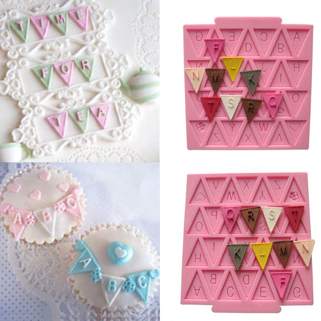 1pcs Silicone Mold Letter Flag Lace Cake Decorating Baking  Chocolate Mould