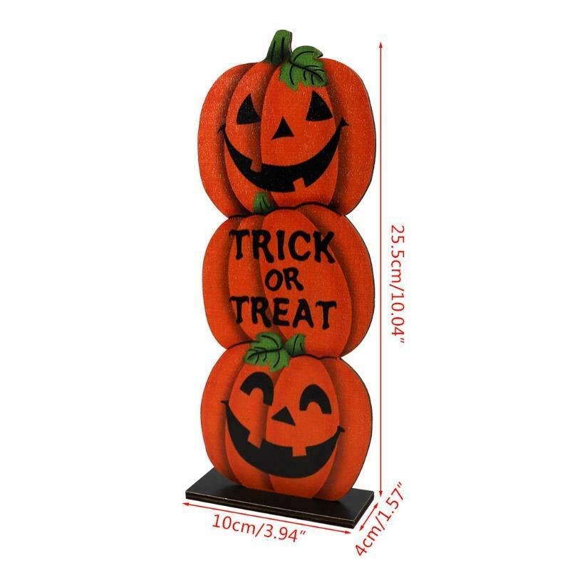 Halloween 3 Pumpkins "Trick or Treat" Wooden Desktop Ornaments Creative Decor