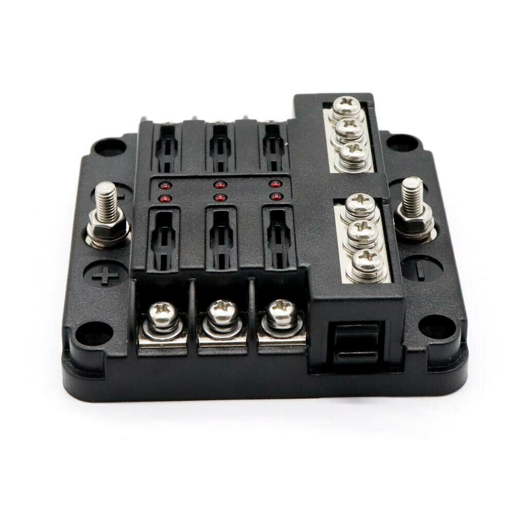 6-Way Fuse Block Box Holder with LED Lights 32V Circuit Car Boat Yacht