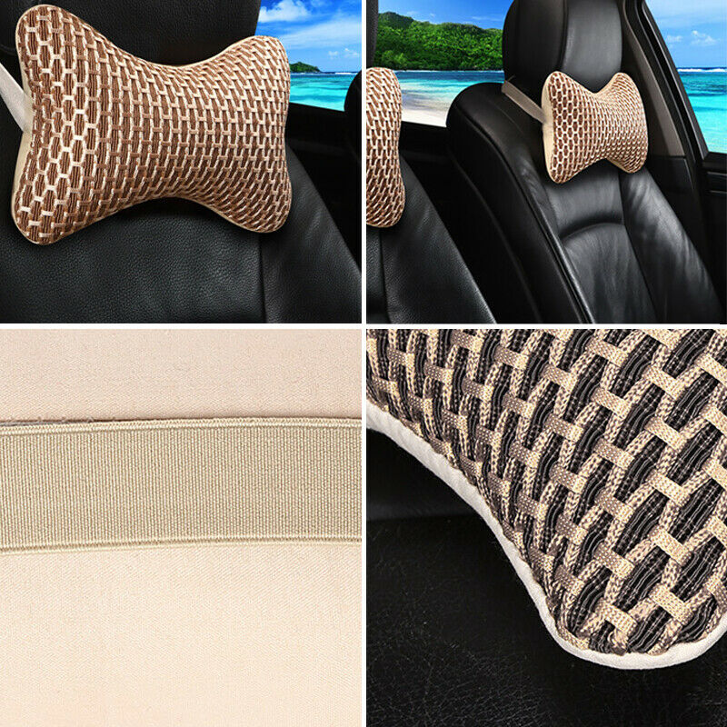 2PCS Summer Ice Silk Car Pillows Headrest Neck Cushion Support Pad Relaxing
