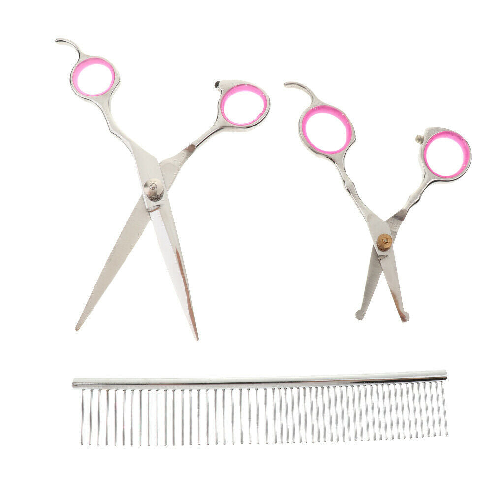 5Pcs Professional Dog Cutting Scissors Kit Thinning Scissors Stainless Steel
