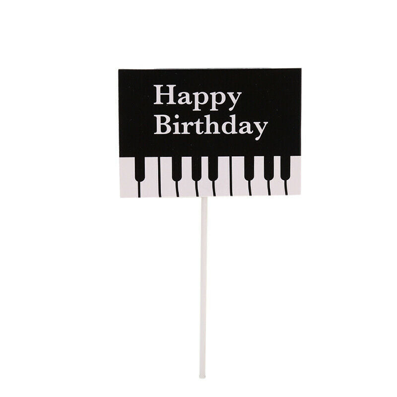 1set Piano Music Theme Cake Topper Happy Birthday Cupcake Topper Party Su.l8
