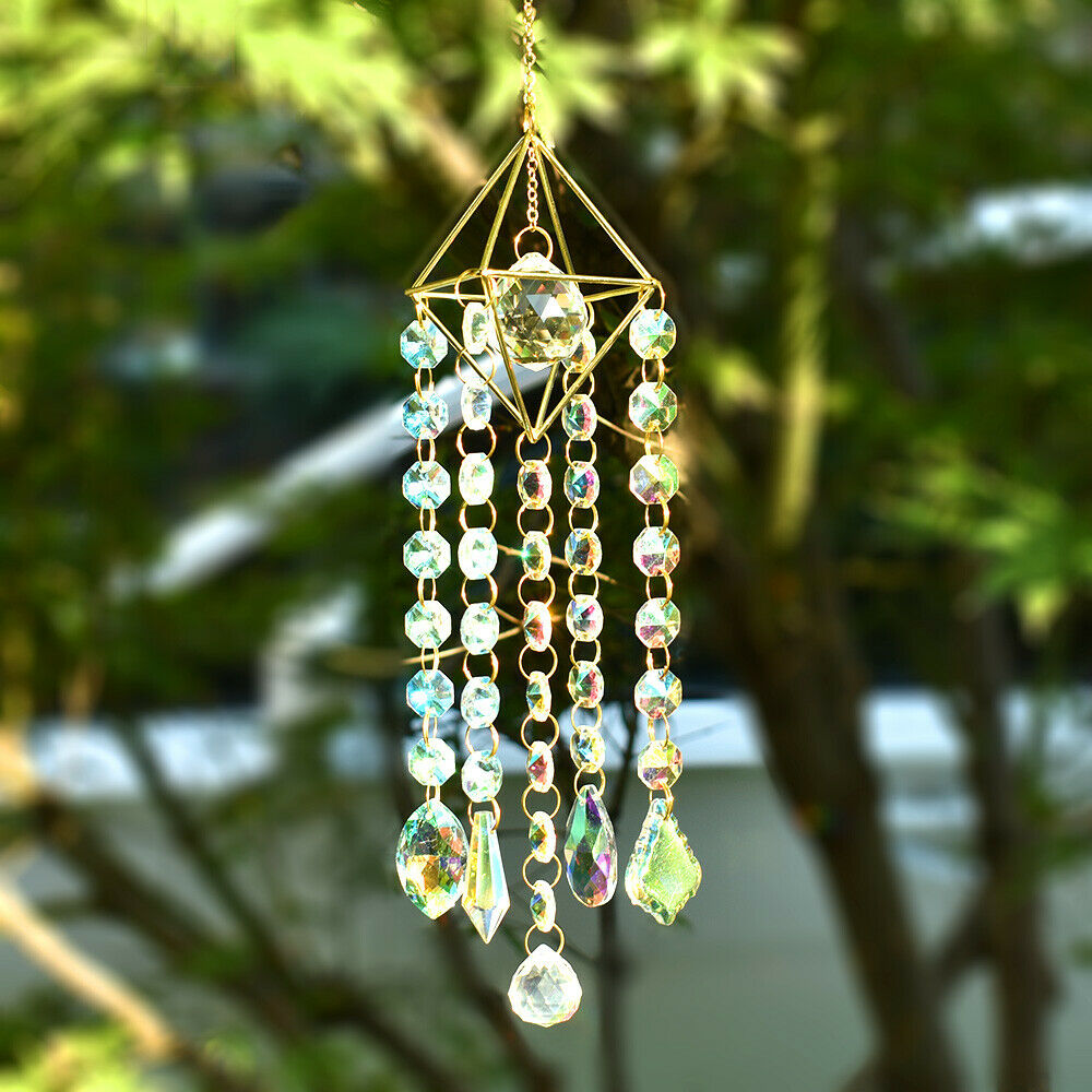 Crystal Suncatcher Prism Rainbow Maker Wind Chime Pendant Hanging Window Decor
