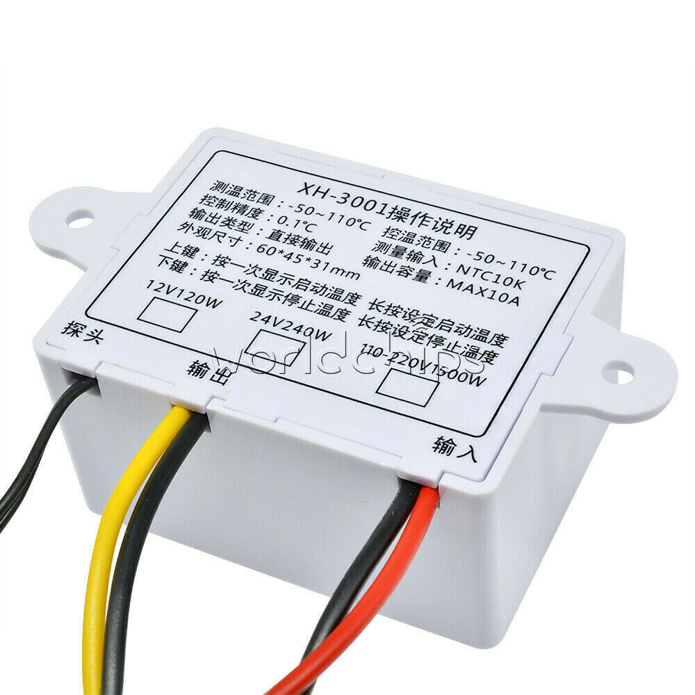 Digital AC 110-220V LED Temperature Controller Thermostat NTC10K Sensor W3001