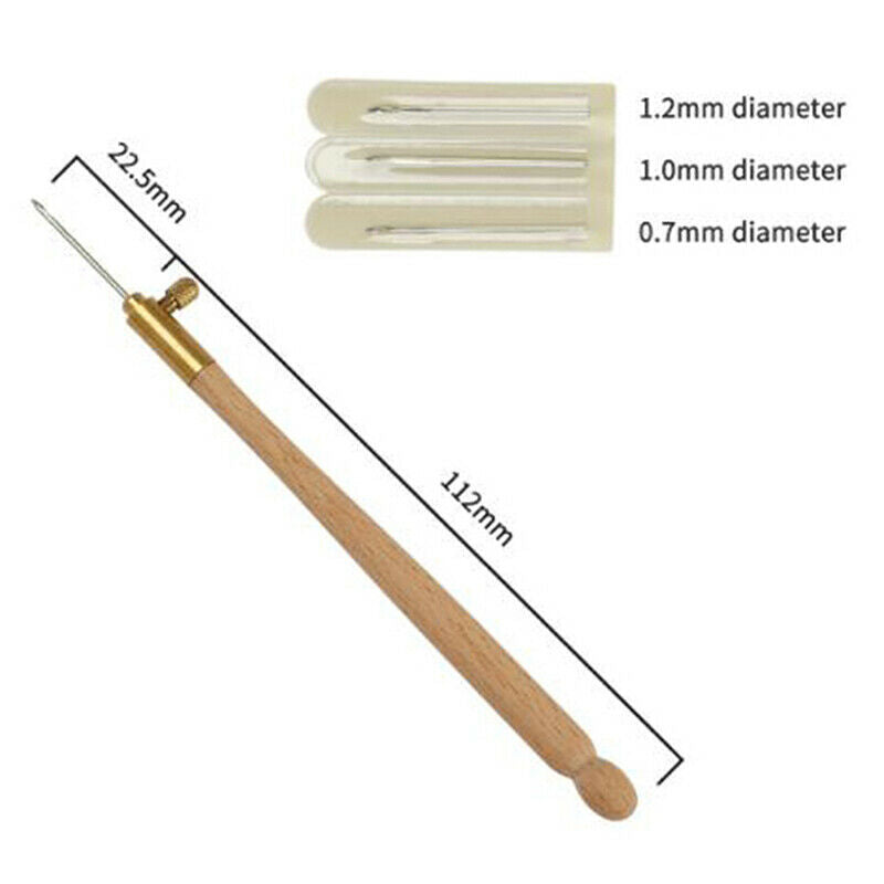 Wooden Handle Tambour Crochet Hooks Knitting Tools with 3 Needl.l8
