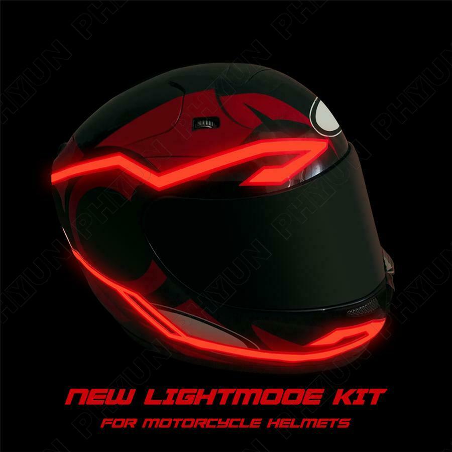 4-in-1 Motorcycle Helmet Red Flashing Light Stripe Bar Riding LED Lamp Universal