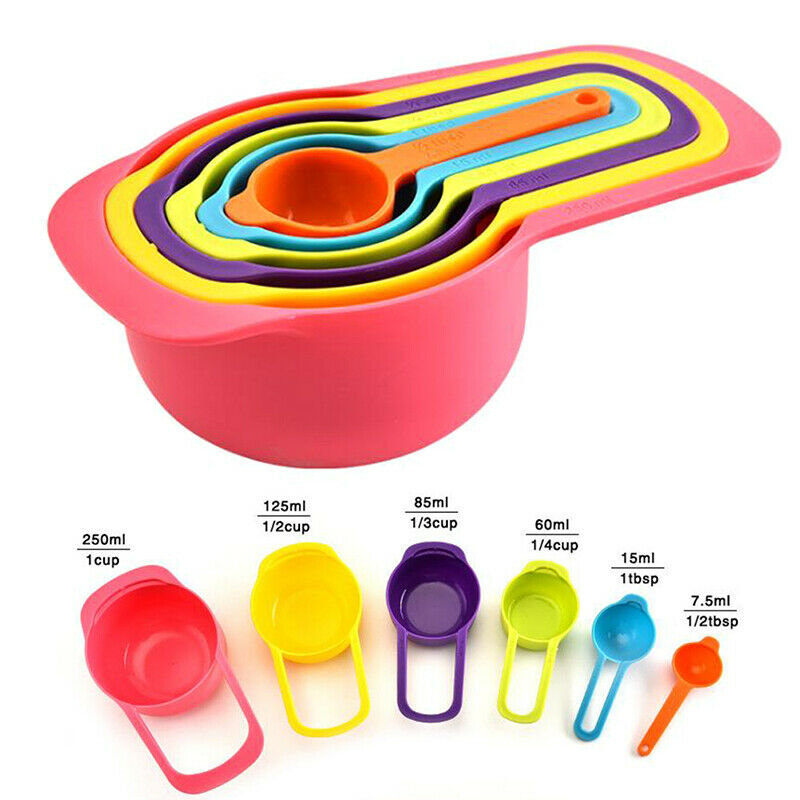 6Pcs Measuring Spoons Cup Kitchen Tool Baking Teaspoon Scale Measure Stac.l8