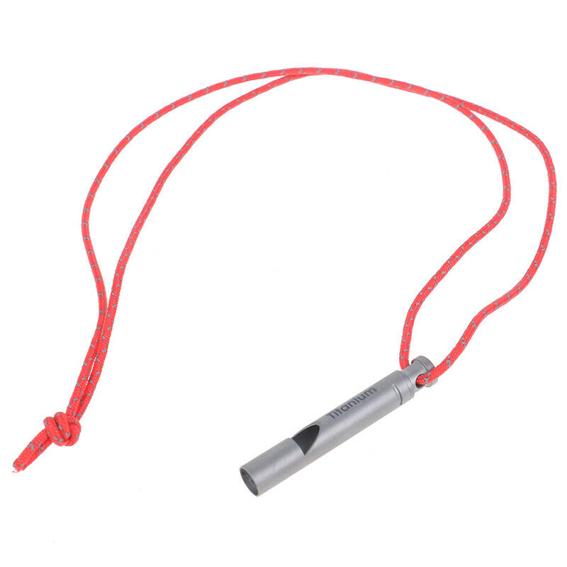 1pc Ultralight Titanium Whistle with Cord Portable Emergency Camping WhistleBDA