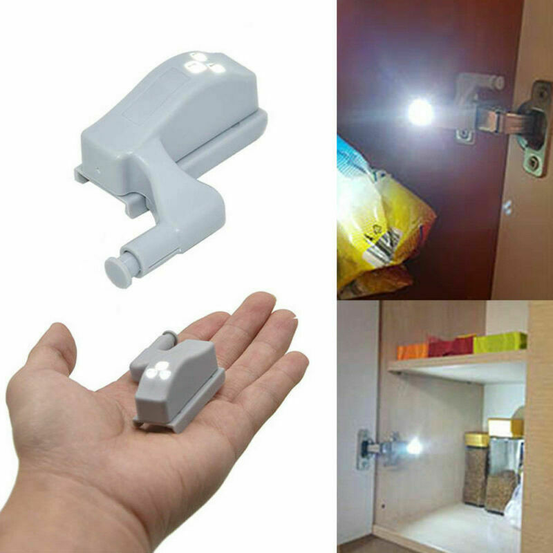 White Cabinet Hinge LED Sensor Light For Wardrobe Cupboard Home Kitchen Closet