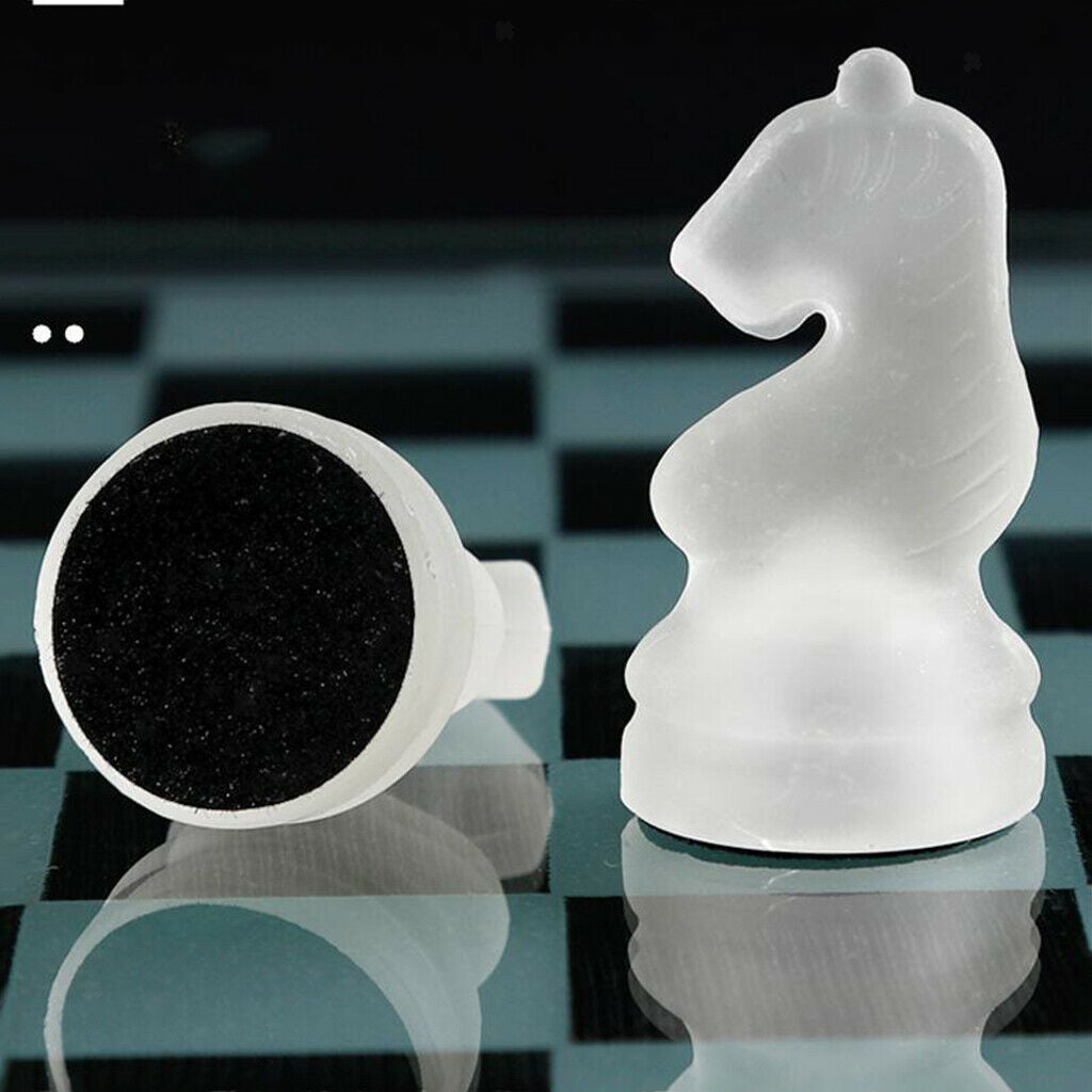 Glass Board Clear Glass Chess Set Handcrafted for Chess Lovers Toys 20x20cm
