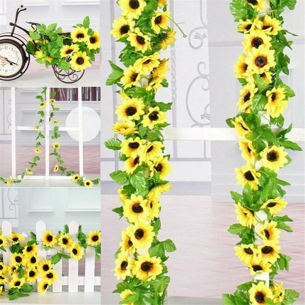 Artificial Yellow Sunflower Silk Garland Vine Wedding Party Home Garden Decor â¤