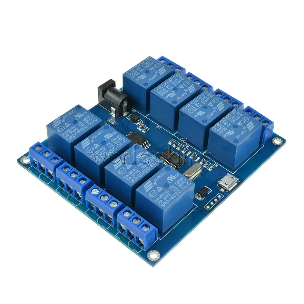 Micro USB 8-channel Relay Module 5V 10A Driver-free PC USB Control ICSE014A