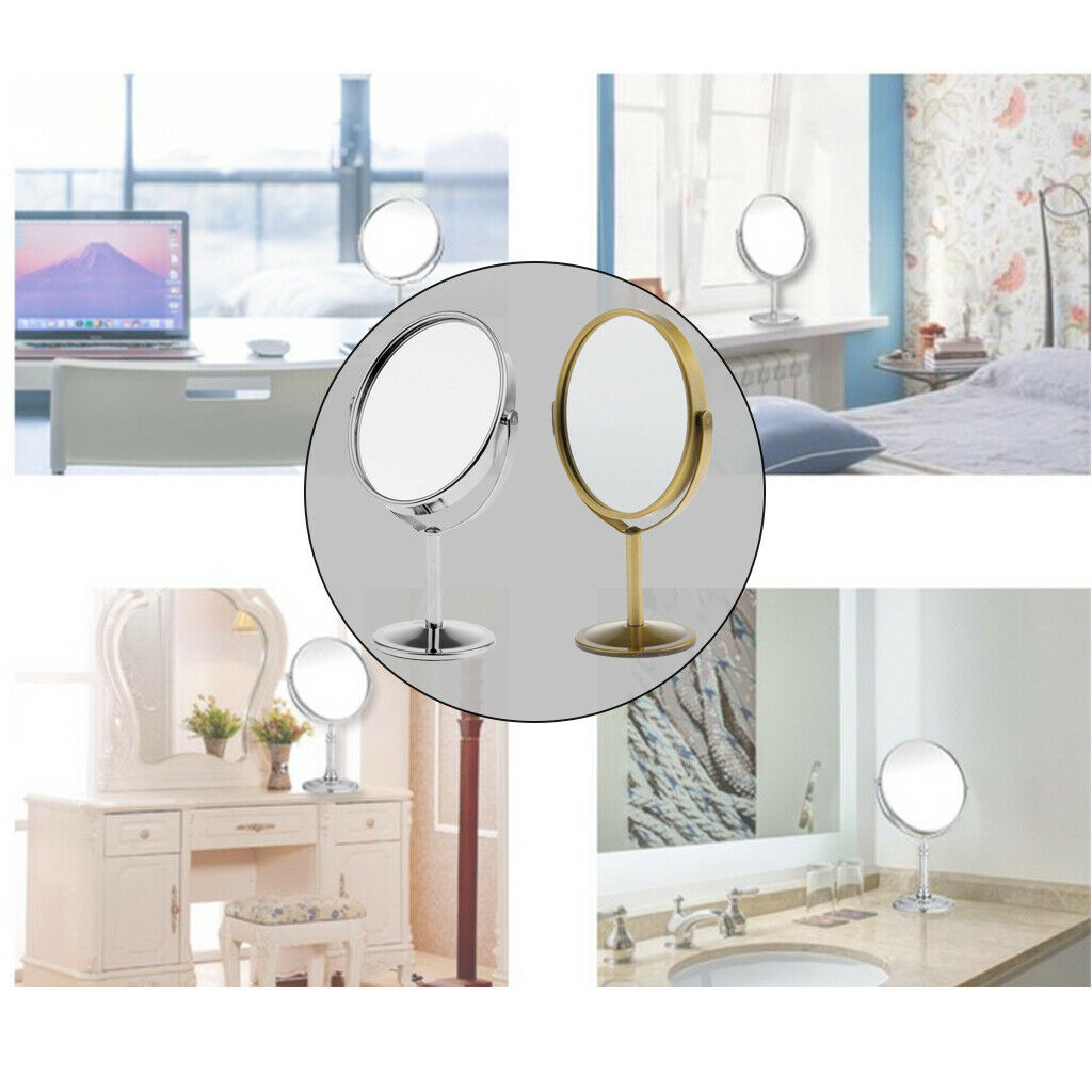 2 lot Double Sided Oval Normal Makeup Cosmetic Shaving Mirror w/ Metal Frame