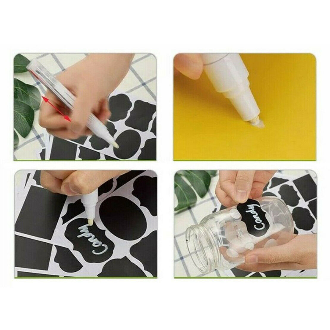 48 PC Chalkboard Labels Chalk Stickers for Pantry Jars Storage Bins 8 Shape