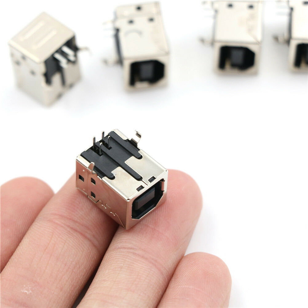 10Pcs USB Female Type-B Port 4-Pin Right Angle PCB DIP Jack Socket_shY tHSJCA