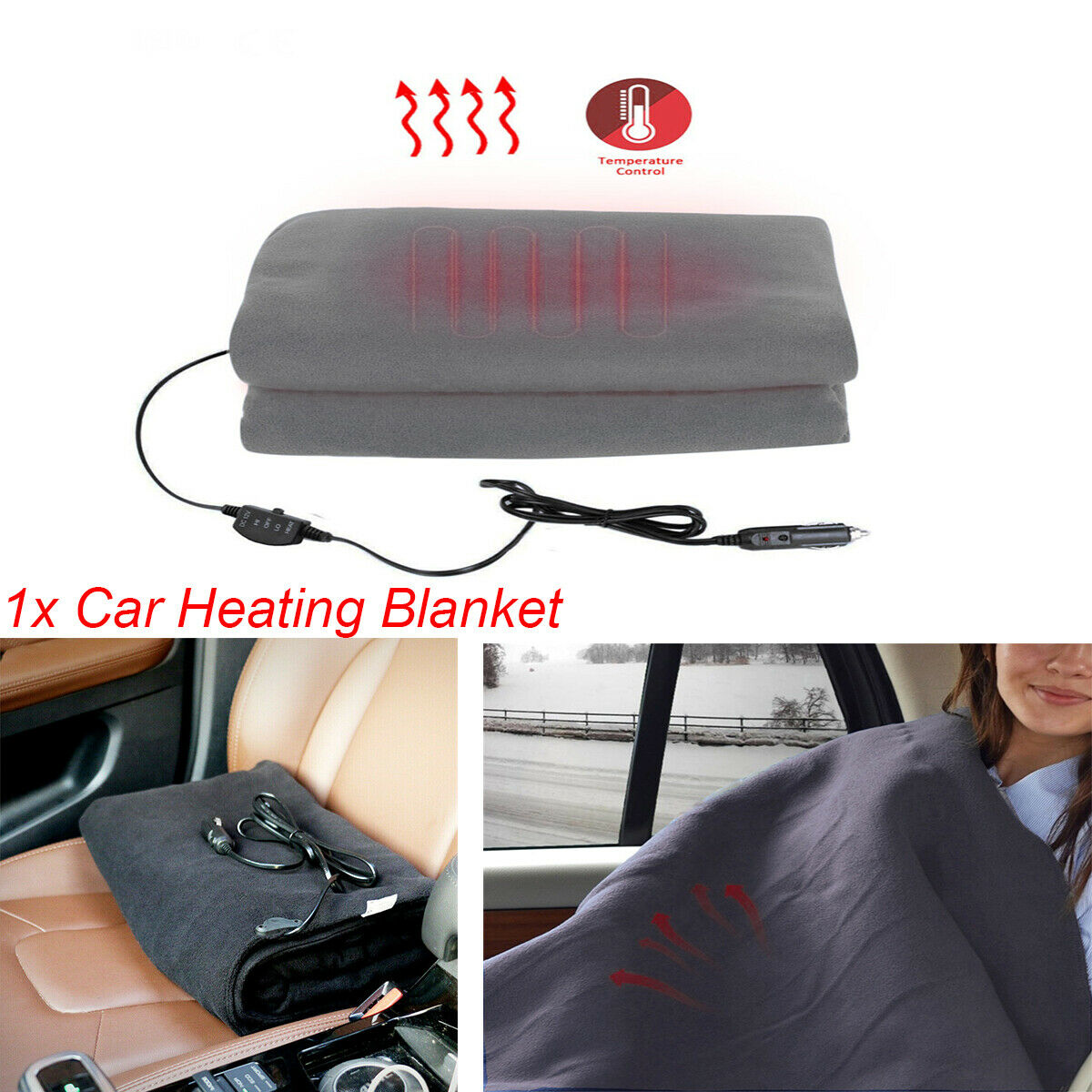 1PCS Black Car High/ Low Heat Adjustable Electric Heating Blanket 100 x 60CM