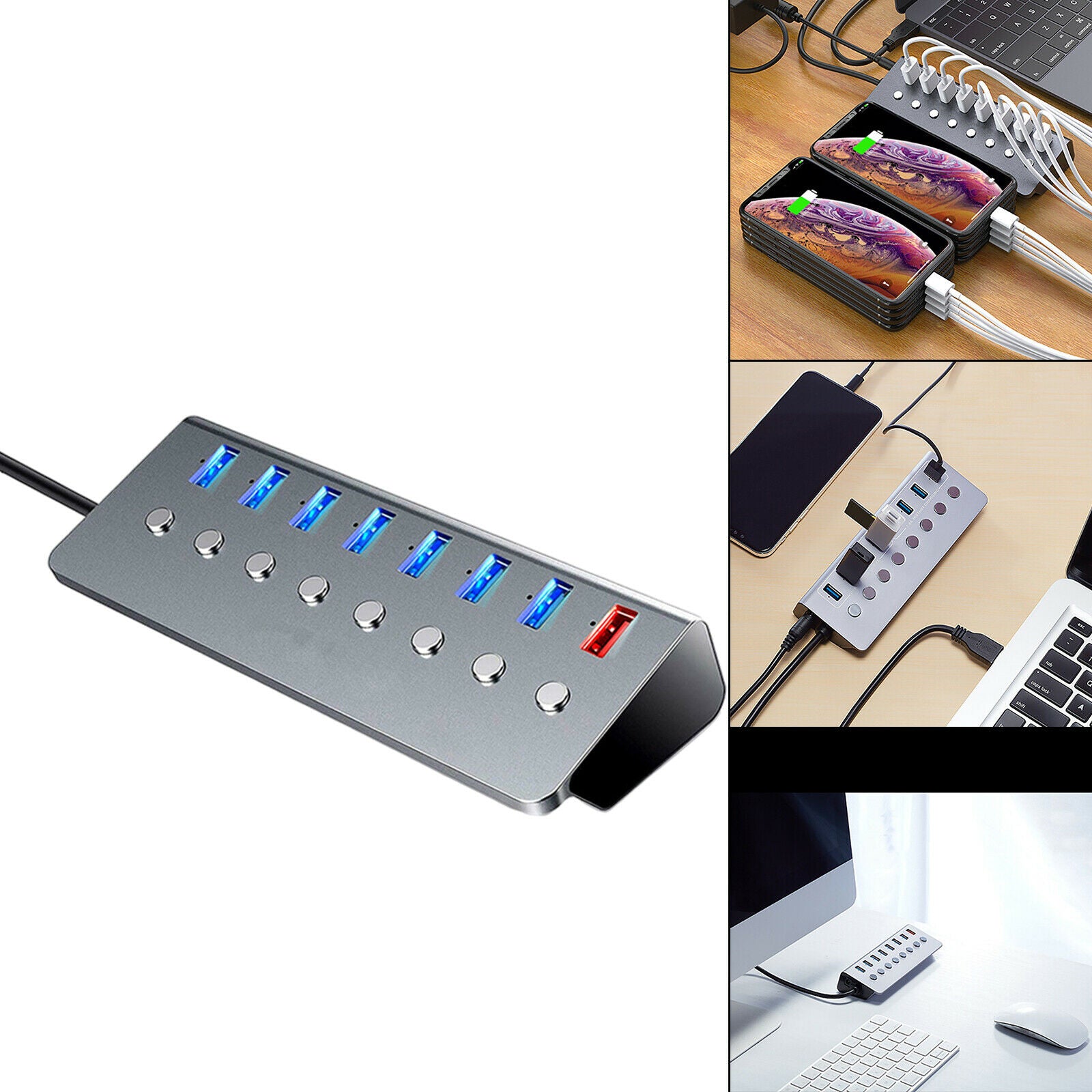 Universal Powered 8 Ports USB 3.0 Hub Portable USB Splitter Laptop PC Mouse
