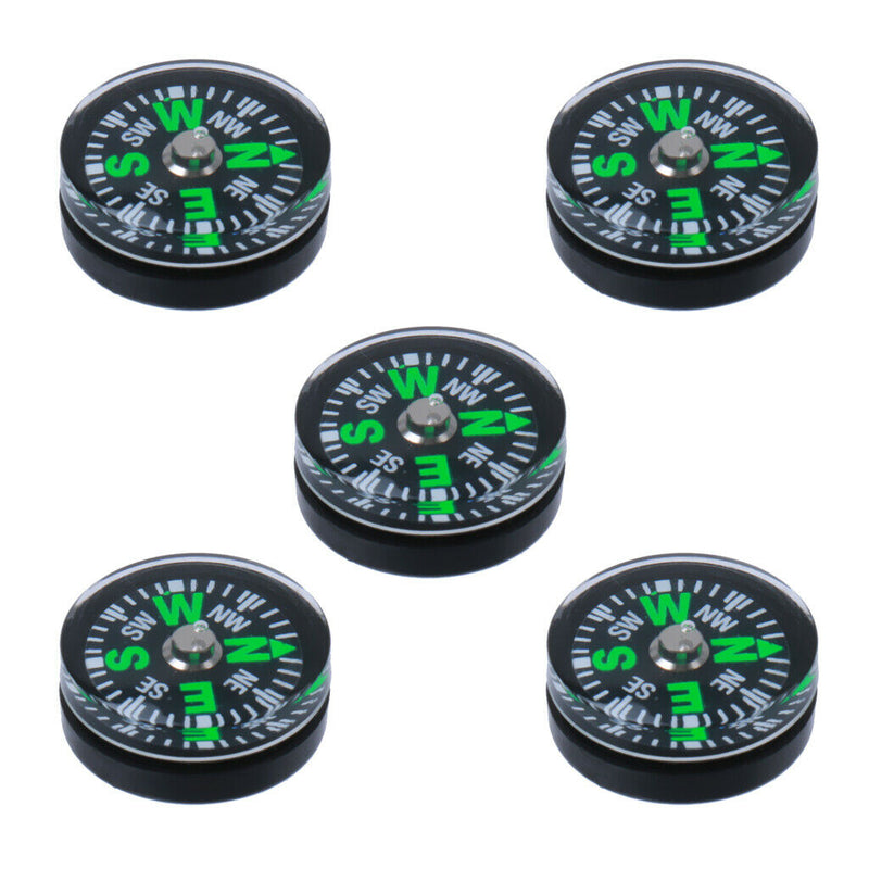 5pcs Mini Pocket Survival Liquid Filled Button Compass for Camping Hiking