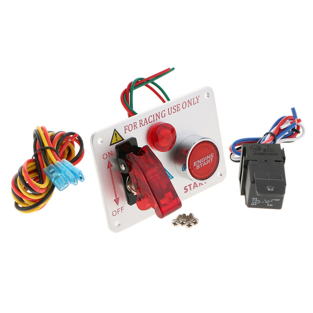 Race Car Ignition Switch Panel LED Toggle Engine Start Push Button Starter