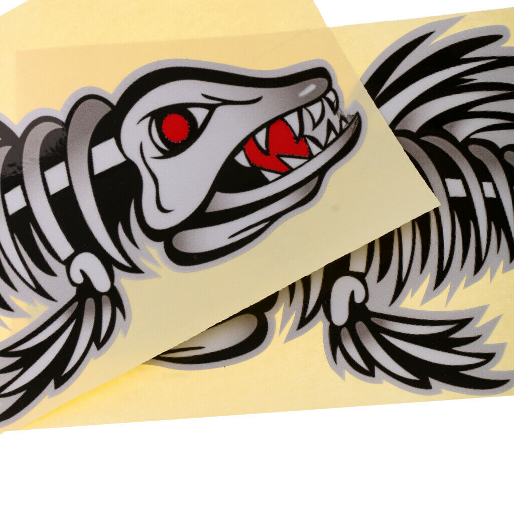 2 Pieces Large Skeleton Fish Bone Stickers Kayak Boat Car Decals 295x 168mm