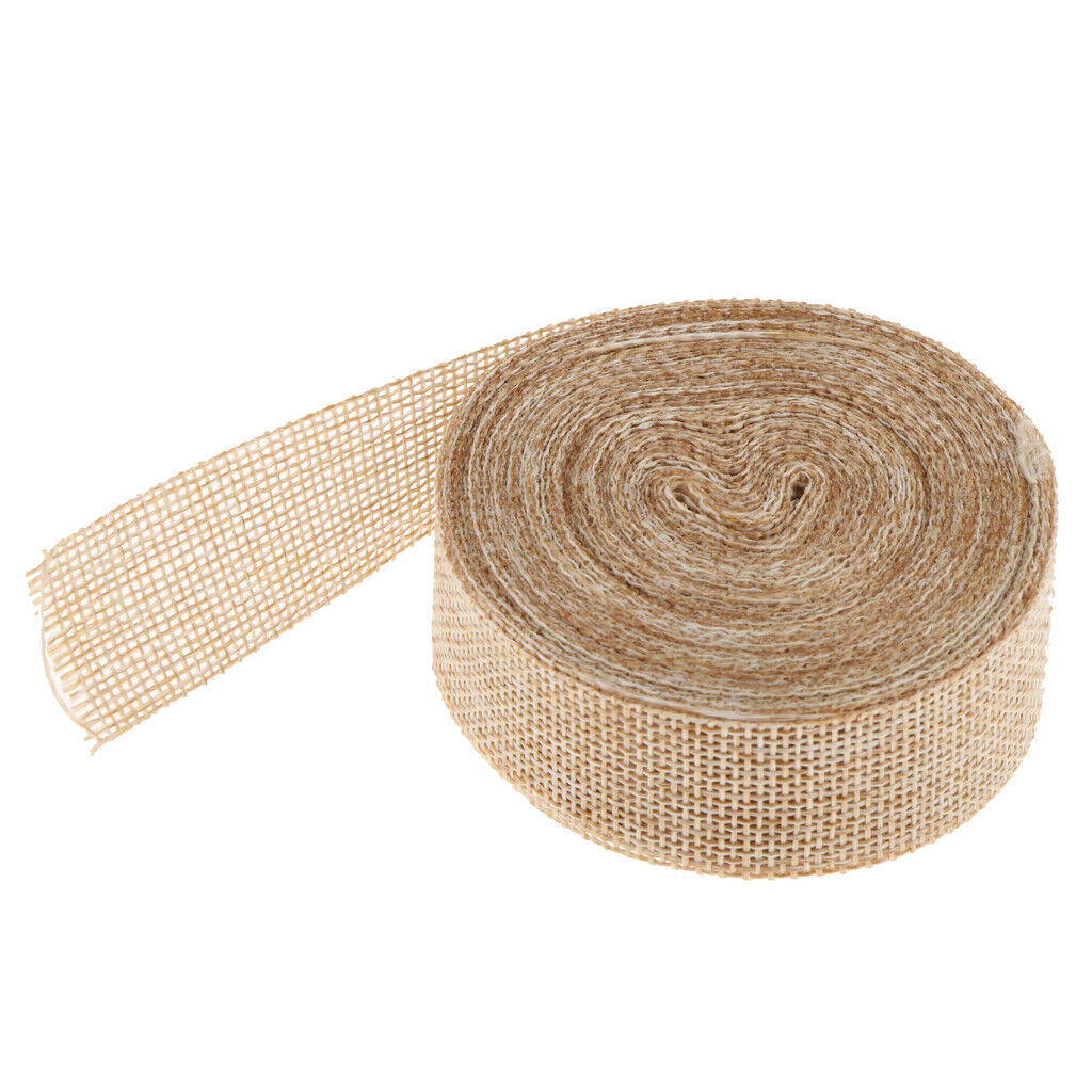 Natural Jute Burlap Fabric Rustic Hessian Ribbon Tape Wedding Decoration DIY