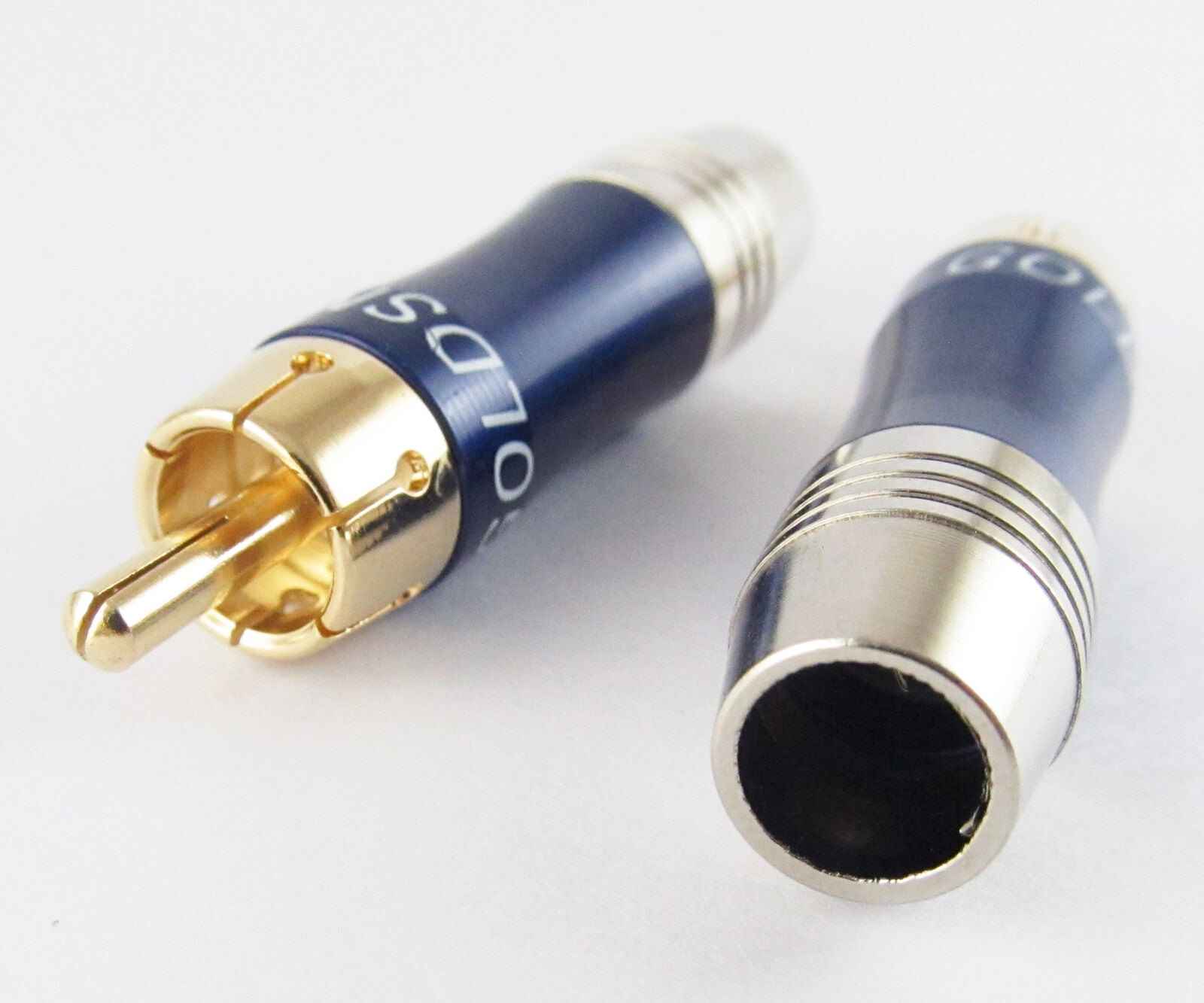 1pc Blue RCA plug Male with aluminum housing and copper plug Audio Connector
